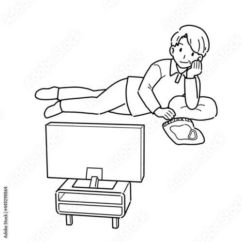 ダラダラして運動不足な男性のイラスト