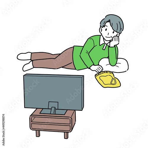 ダラダラして運動不足な男性のイラスト