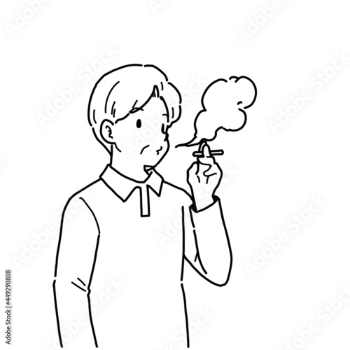 喫煙をするシニア男性のイラスト