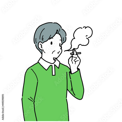 喫煙をするシニア男性のイラスト