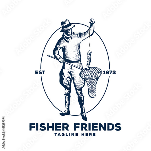 fisherman vector illustration logo design