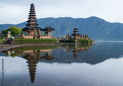 Ulun Danu Brantan Temple, A Hindu Temple in the Lake in Bali, Indonesia, This temple is submerged partially during high tide