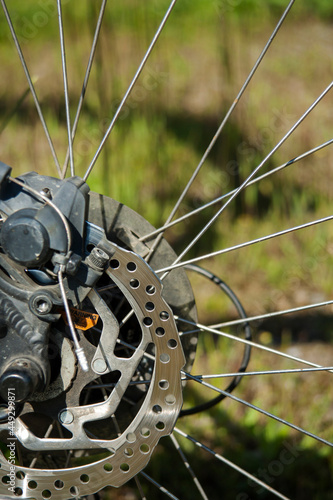 Fotografie Close up Rear disc brakes for bicycle