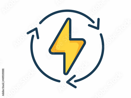 electric power lightning thunder bolt weather electricity single isolated icon with filled line style