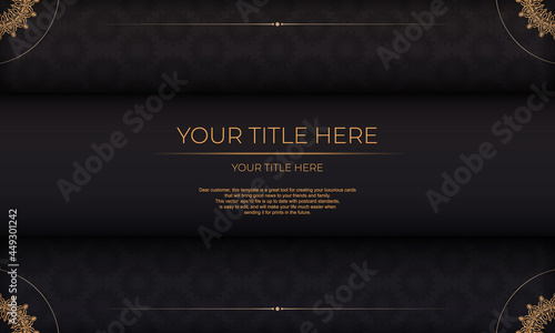 Luxury vector banner with vintage ornaments and text place. Template for print design invitation card with mandala ornament.