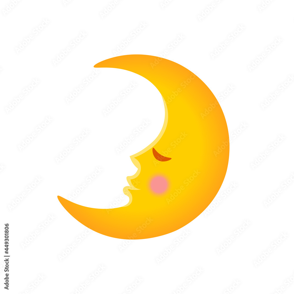 Cartoon illustration of a sleeping month for kids.Vector Cartoon illustration of a sleeping month for kids.Vector