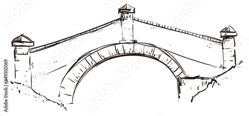 Drawing of the iconic Colombian Bridge of Boyaca, Vector illustration photo