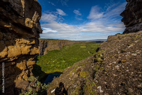 asbyrgi is a horseshoe-shaped canyon in Jokulsargljufur national park  Iceland. 