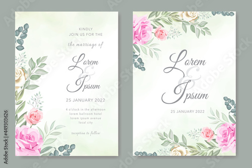 beautiful wedding invitation with floral template © andreasrobin