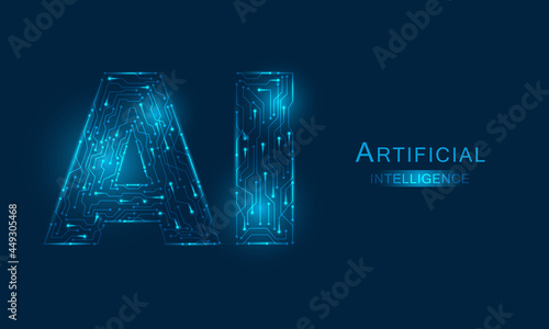 Artificial Intelligence (AI) digiatl background.Ai text with circuit Futuristic hi-technology.
