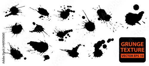 Grunge splash set. Abstract drawing. Modern background design.  Abstract liquid shape. Ink splashes.