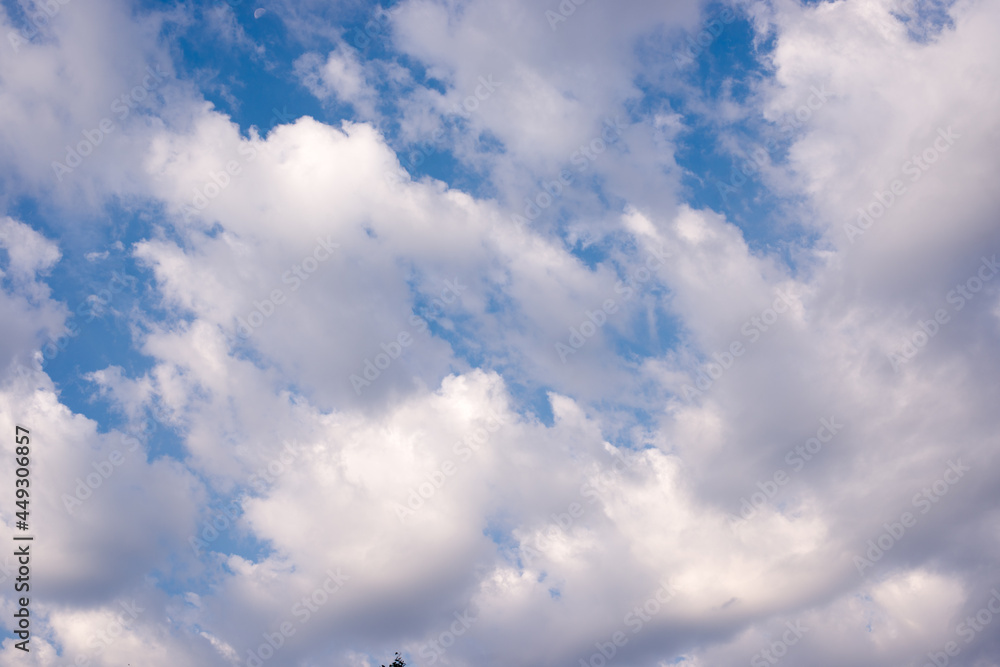 Blue sky  with tiny clouds. Beautiful photo background. wonderful texture.
