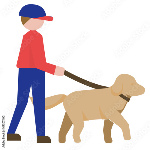 dog walking flat icon
