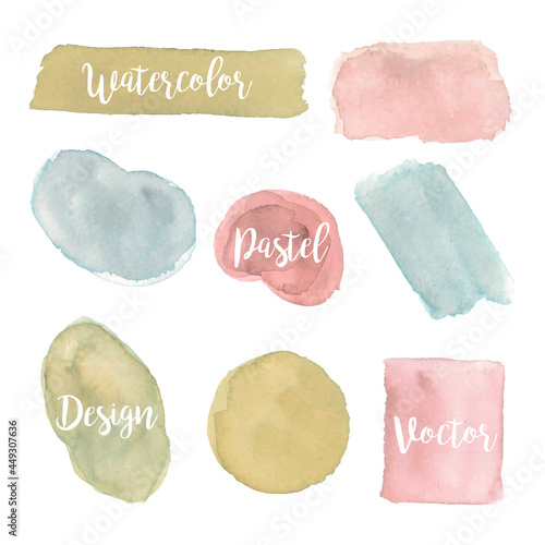Set Abstract Watercolor With Pastel Color