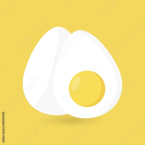 Two eggs. Two boiled eggs. Half an egg. World Egg Day. Flat style.