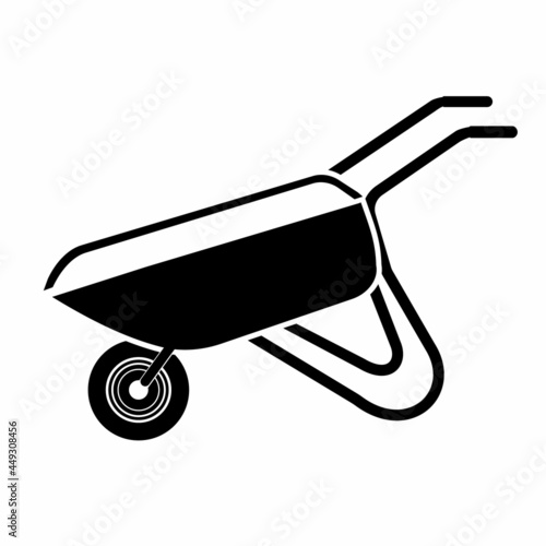Wheelbarrow black stencil, icon template, vector isolated illustration