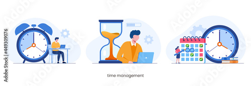 Business time management, deadline concept, planner, flat vector illustration banner photo
