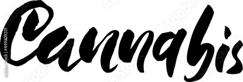 Cannabis. Modern brush grunge lettering. Vector illustration.