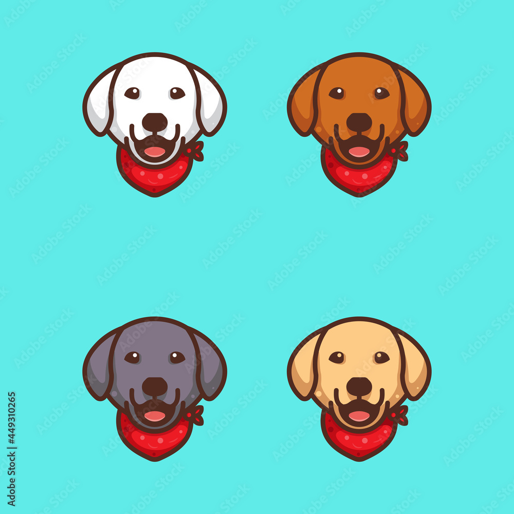 cute dog with bandana for character, icon, logo, sticker and illustration. cute dog with bandana for character, icon, logo, sticker and illustration.