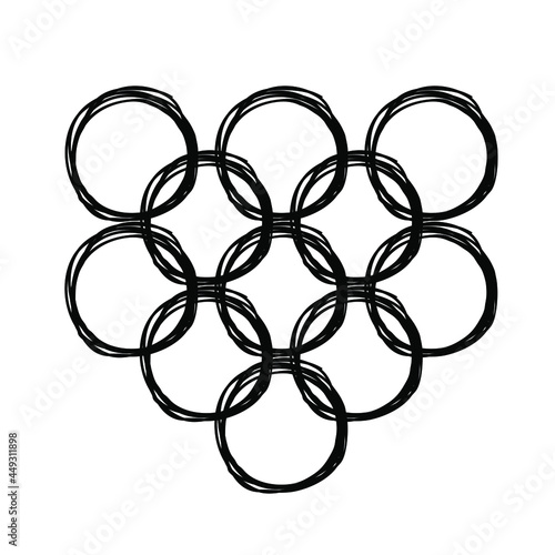 Abstract circles rings on background Sport logo icon isolated symbol Win emblem template Hand drawn ink Uncombined element Modern design Fashion print for clothes apparel invitation card banner poster