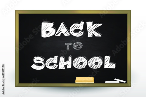 Back to school creative banner sketch on the blackboard, vector illustration.