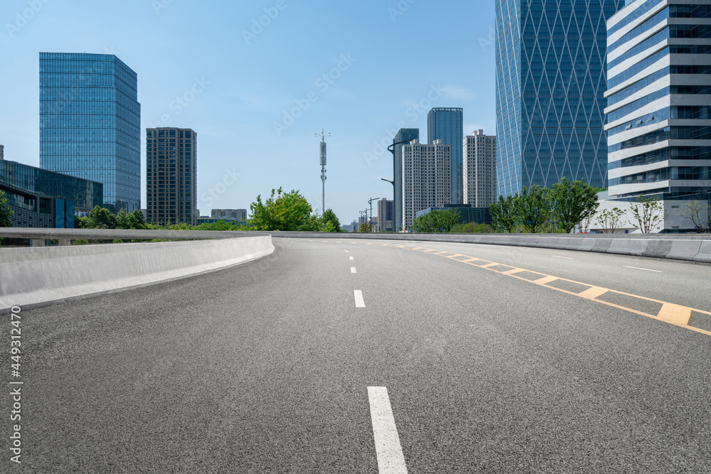 Expressway background and urban skyline