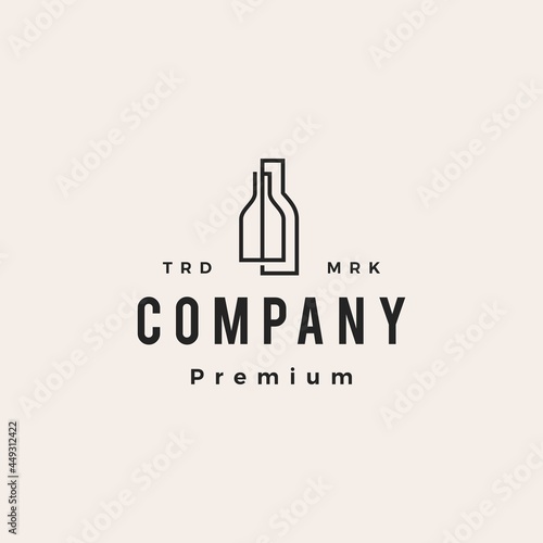 double bottle hipster vintage logo vector icon illustration