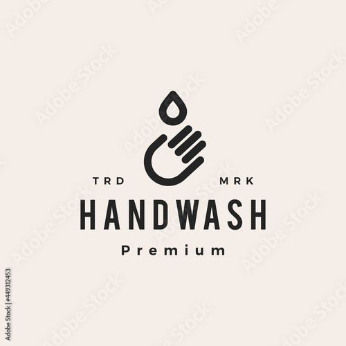 hand wash water drop hipster vintage logo vector icon illustration