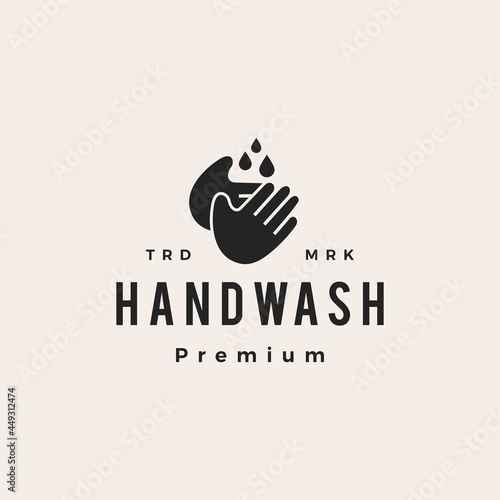 hand wash water drop hipster vintage logo vector icon illustration