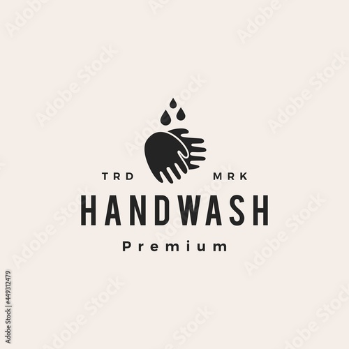 hand wash water drop hipster vintage logo vector icon illustration