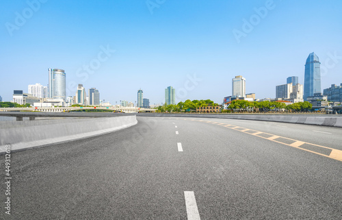 Expressway background and urban skyline
