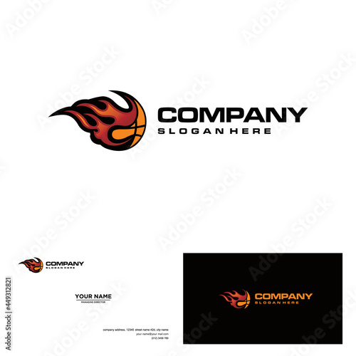 creative simple design logo fire basket ball