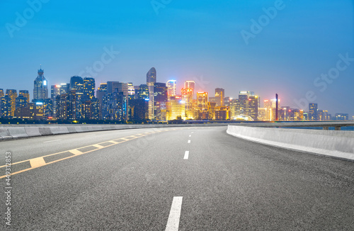 Expressway and urban skyline in Hangzhou  China