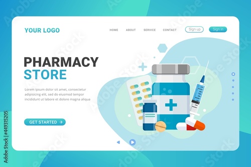 Landing page template pharmacy store design concept