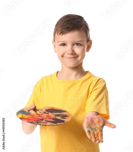 Cute little boy with paint ...