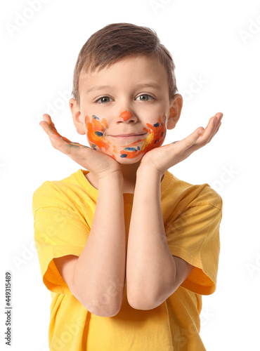 Cute little boy with paint ...