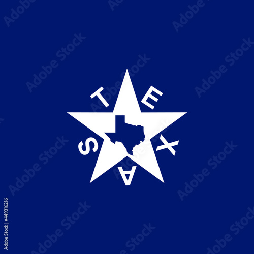 Republic of Texas Flag. Lonely Star. With Text TEXAS. Texas Map.