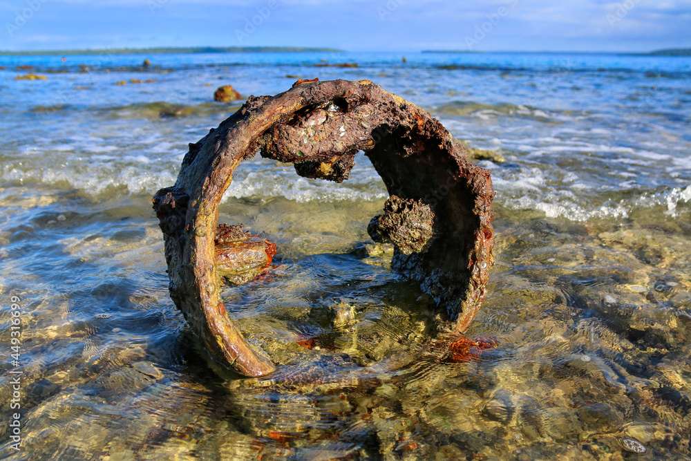 Fototapeta premium remnants of shipwreck at million dollar point in vanuatu