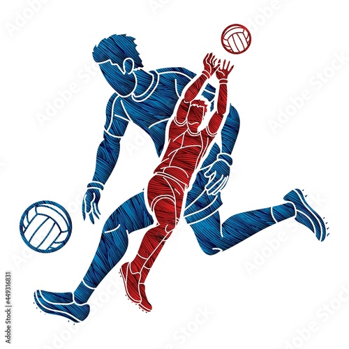 Gaelic Football Sport Male Players Action Cartoon Graphic Vector