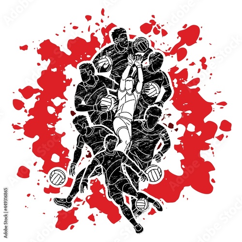 Gaelic Football Sport Male Players Action Cartoon Graphic Vector