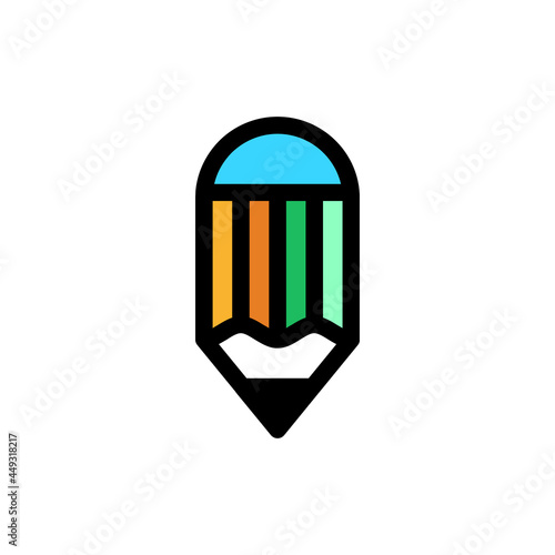 Vector logo design Pencil with line art style photo