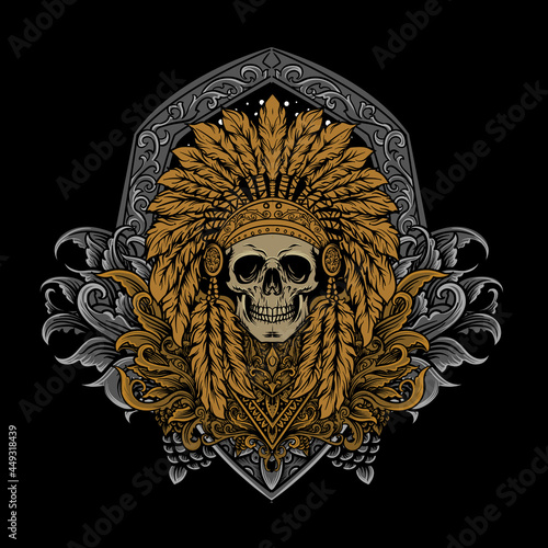 skull indian vector illustration