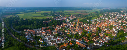 Aerial view of the city Fürth in Germany, Bavaria on a sunny morning day in Spring