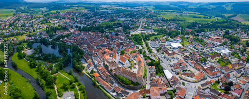 Aerial view of the city Neunburg in Germany, Bavaria on a sunny day in Spring © GDMpro S.R.O.