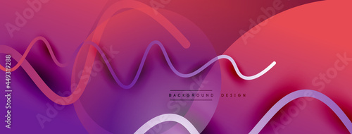 Abstract gradient background with wave line with shadow effect. Geometric composition. 3D shadow effects and fluid gradients