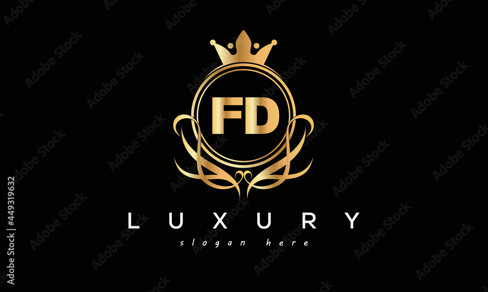 FD royal premium luxury logo with crown FD royal premium luxury logo with crown