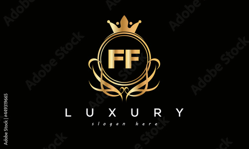 FF royal premium luxury logo with crown 