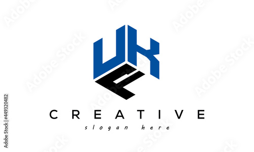 UKF letters creative logo with hexagon 