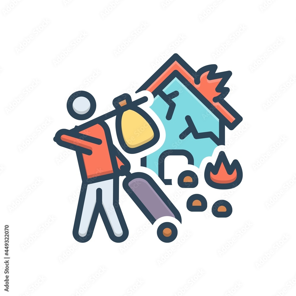 Color illustration icon for refugees