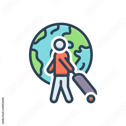 Color illustration icon for overseas